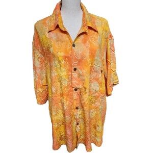 Mad Gringo Mens SS Button Front Casual Rayon Shirt Size 1X Hippie Batik